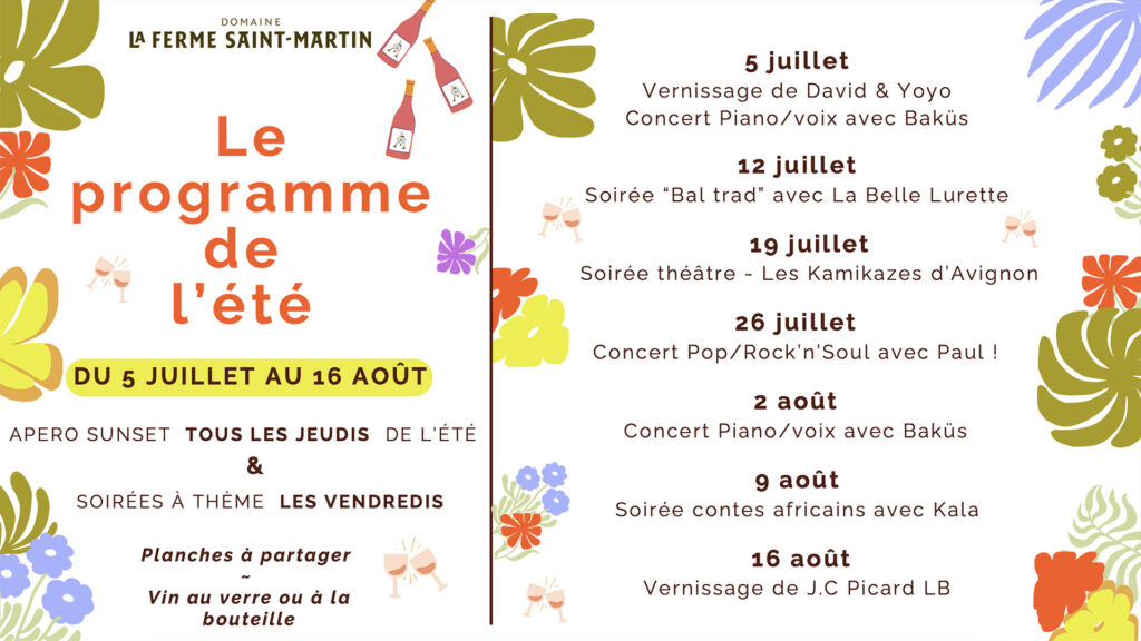 L'été à la Ferme Saint-Martin - programme des soirées